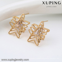 92588 New model design fashion gold plated jewelry 4pcs/set multi layer star shape design insert white diamond stud earrings